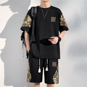 夏季薄款男士休闲运动套装男装T恤短裤两件套潮A266-TZ8858-P50图片