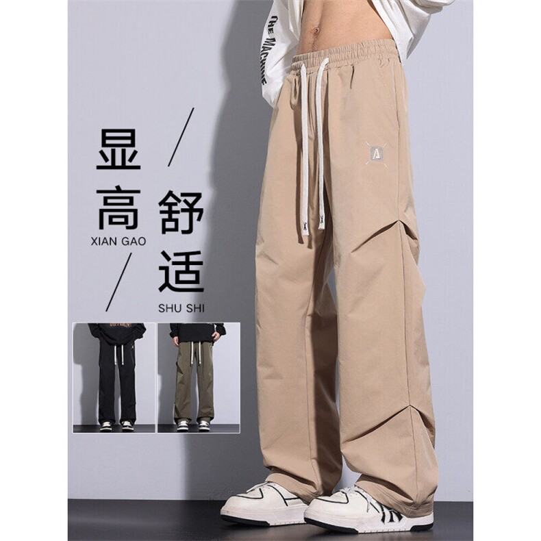 春季潮流美式高街垂感褶皱设计宽松直筒长裤 A436-857-P35图片