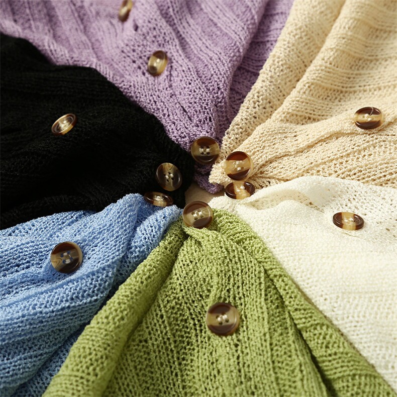 夏季长袖防晒开衫女冰丝短款高腰针织小外搭超薄镂空外套空调罩衫,针织衫/毛衣,凯冬羊绒