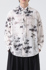 C8605P65无影墻高品质水墨印花盘扣新中式风唐装汉服衬衫，男装衬衫，电商A026