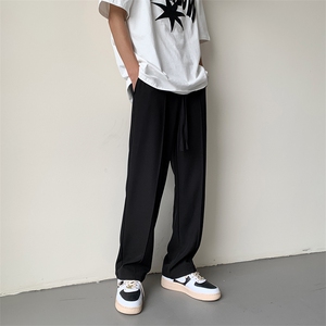 夏季薄款垂感顺滑面料宽松西裤纯色休闲裤XZ211-1-K2317-P50,休闲农业旅游穿搭海边图片