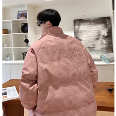 港风PU皮复古做旧设计钢印棉衣男MY77096P130控198抖控228，男装棉衣，星座227-7