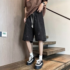 牛仔短裤男士韩版潮流破洞高街百搭2024夏季ins五分裤RK1912-P36，男装牛仔裤，星座412-2