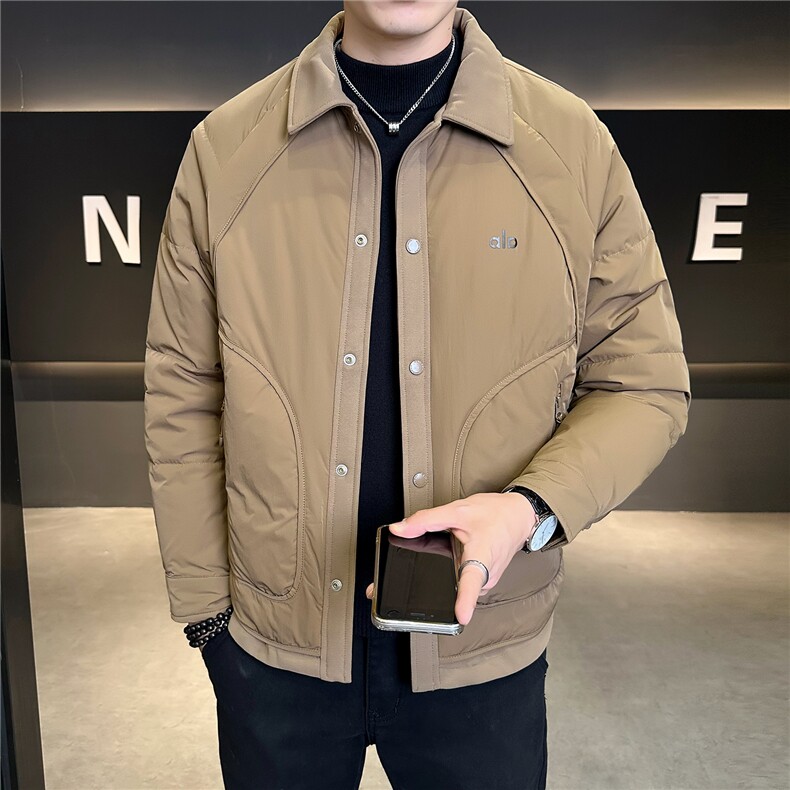 M-4XLB3539829P185咖色2025翻领衬衫款轻薄冬季男羽绒服外套,男装衬衫,电商B353