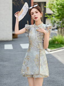 新中式复古盘扣套装女2025年夏季新款国风衬衫短裤两件套图片