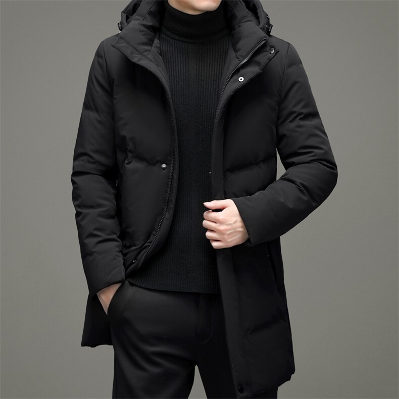 新款冬季连帽羽绒服男装保暖白鸭绒外套中年爸爸装YYYR305-P345，男装羽绒服，电商B212（原钱塘6029）