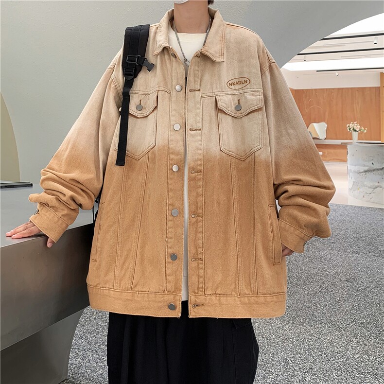 牛仔外套男韩版潮拼色高街2023冬季新款ins宽松百搭夹克W3910-P73，男装大码男装，星座412-3