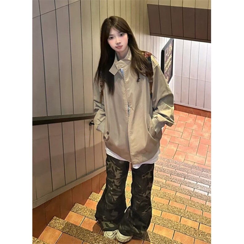 复古立领外套女春秋新款韩系宽松百搭情侣款工装夹克JKW27,男装夹克,星座1116A（原606A-3）