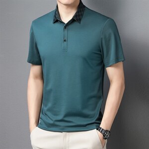 FL-ZS60882男式2023年夏季新款丝光棉T恤衫男短袖翻领休闲体恤P63图片
