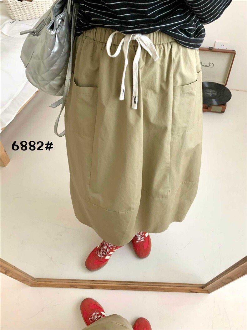 2025年夏季长裙纯棉长款工装裙,女装半身裙,洛丽兰可