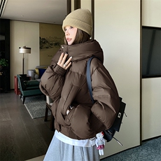 时尚设计感短款羽绒服女款冬季2025新款小个子洋气面包服连帽外套，女装羽绒服，2C316