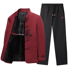 BAMJ-501T钱塘2020-2中年男士冬季厚款商务休闲唐装套装P190，男装休闲套装，钱塘207-2