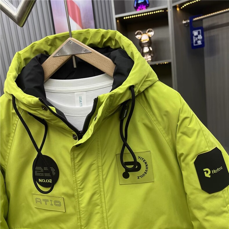 冬季连帽工装加厚棉服男潮流美式痞帅白鸭绒冲锋衣保暖抗寒外套,男装棉衣,星座218-1（原230）