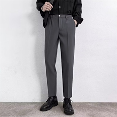 男九分修身直筒休闲裤冰丝男士高级垂感黑色西装裤子夏季K19，男装休闲裤，星座1116A-2（原606A-1）