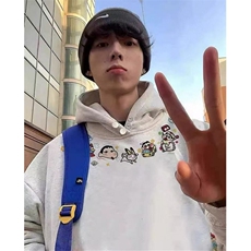 可爱卡通趣味蜡笔小新连帽卫衣男女加绒韩系慵懒风外套W246，女装短外套，星座1116A（原606A-3）