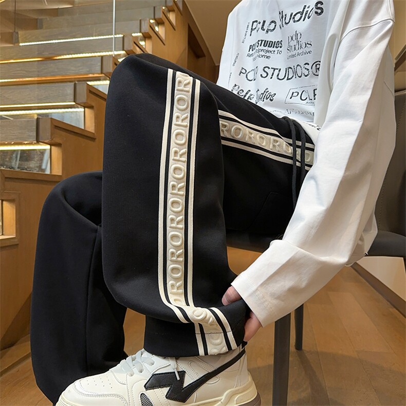 港风  华棉大码宽松直筒裤织带休闲裤长裤A014-DY25093-P60控88图片