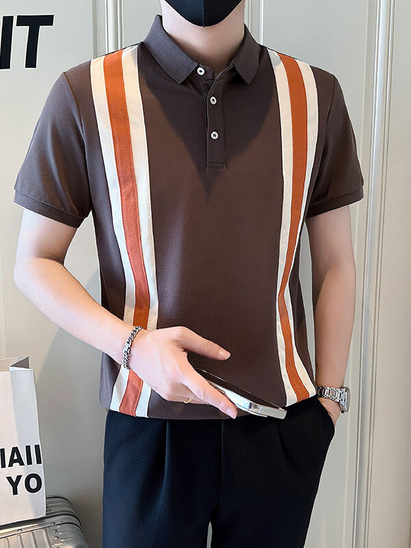 店主风社会小伙男士拼接型男翻领POLO衫男上衣301A-1/PL120/P58,男装Polo衫,星座301A-1
