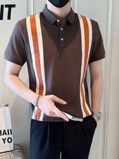 店主风社会小伙男士拼接型男翻领POLO衫男上衣301A-1/PL120/P58，男装Polo衫，星座301A-1
