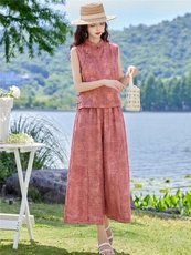 现货2026夏季新中式老钱风提花新款套装两件套，女装套装/套裙，伊仟回