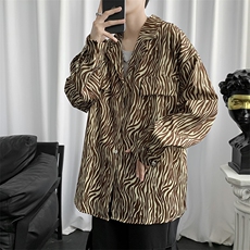 斑马纹衬衫ins秋季潮流日系长袖衬衣宽松港风痞帅外套W1224-P35，男装夹克，星座512-2