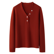 2025春秋新款羊绒衫女100纯山羊绒精纺纯色套头上衣显瘦V领针织衫，女装羊绒衫，英皇羊绒