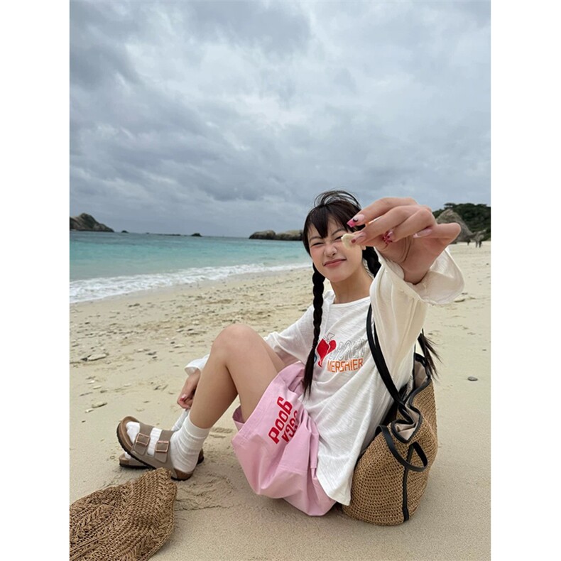 网图有货夏季多巴胺字母印花阔腿五分裤男女宽松休闲裤A586-P23，男装牛仔裤，星座1505