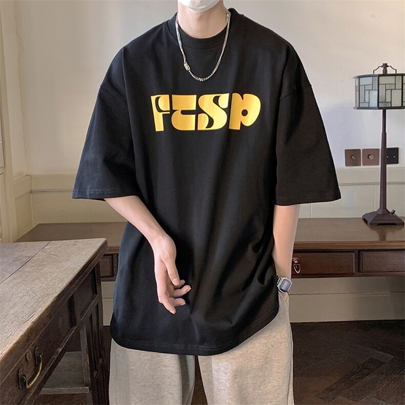 圆领纯棉字母亮色印花T恤短袖五分半袖夏季打底衫XT13-P35控48,男装T恤,星座216(原A116)