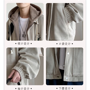 男士外套春秋季2025新款痞帅美式潮牌棒球衣服工装假两件休闲夹克图片