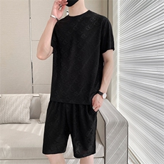 男士运动短袖套装2023夏季冰丝薄款短袖短裤休闲男装一套搭配帅气，男装休闲套装，电商B212（原钱塘6029）