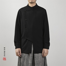 春夏新款风立领改良风男士唐装衬衫X02P80，男装衬衫，钱塘802