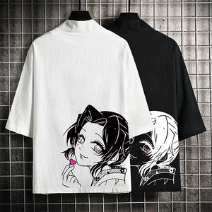 HF59153-P40风汉服男开衫外套七分袖道袍 网格挂拍图片