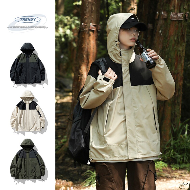 得物二开宽松夹克男工装冲锋上衣户外防水三合一外套JK1204-P75，男装夹克，星座1103-3