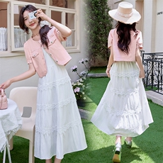 巨好看吊带连衣裙套装女夏裙子2025新款今年流行爆款蛋糕裙两件套，女装套装/套裙，铭街依杨