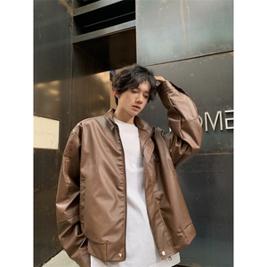 现货 宽松潮流垫肩百搭皮衣 时尚短款夹克外套 1209-1-JK20-P70图片