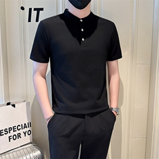 店主风社会小伙男士纯色立领POLO衫男修身T恤301A-1/PL102/P55，男装T恤，星座301A-1