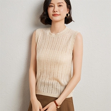 2024年秋季新款百搭气质12G烂边背心羊毛打底女，女装背心吊带，臻维羊绒