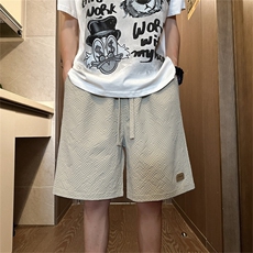 电商DSA028-DK2403P30100聚酯2024新款休闲宽松泡泡格短裤男，男装休闲裤，电商A028