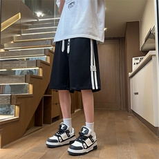 条纹运动短裤男生夏季薄款美式高街撞色设计感篮球五分裤休闲中裤，男装牛仔裤，电商B208