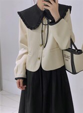 可脱卸娃娃领小香外套，其它，驿谷