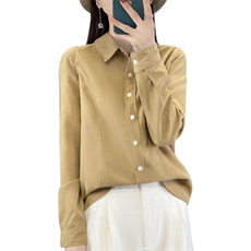 双面德绒衬衫女2023秋冬新款磨毛上衣设计感时尚洋气纯色开衫衬衣，女装衬衫，宛庄羊绒