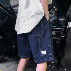 港风大码宽松休闲裤工装裤纯棉直筒裤短裤A014-DK919-P40控58，男装牛仔裤，电商A014