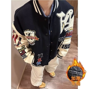 美式印花刺绣棒球服卫衣男女春秋季运动宽松球衣长袖上衣 JWT76图片