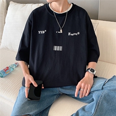 1YYDS/EMO字母图案港风情侣大码M-5XL风短袖男DT7643P25控38，男装T恤，星座226-2