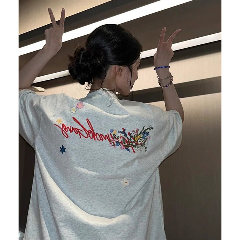 万针全刺绣工艺抖音得物高品质260克重磅纯棉双纱美式高街短袖T恤,男装T恤,电商A486