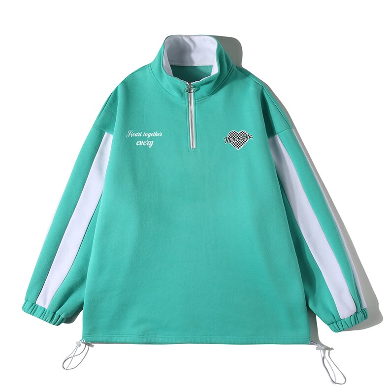 白底23春季新款ins时尚设计感潮流半拉链百搭重磅卫衣B207P55控68图片
