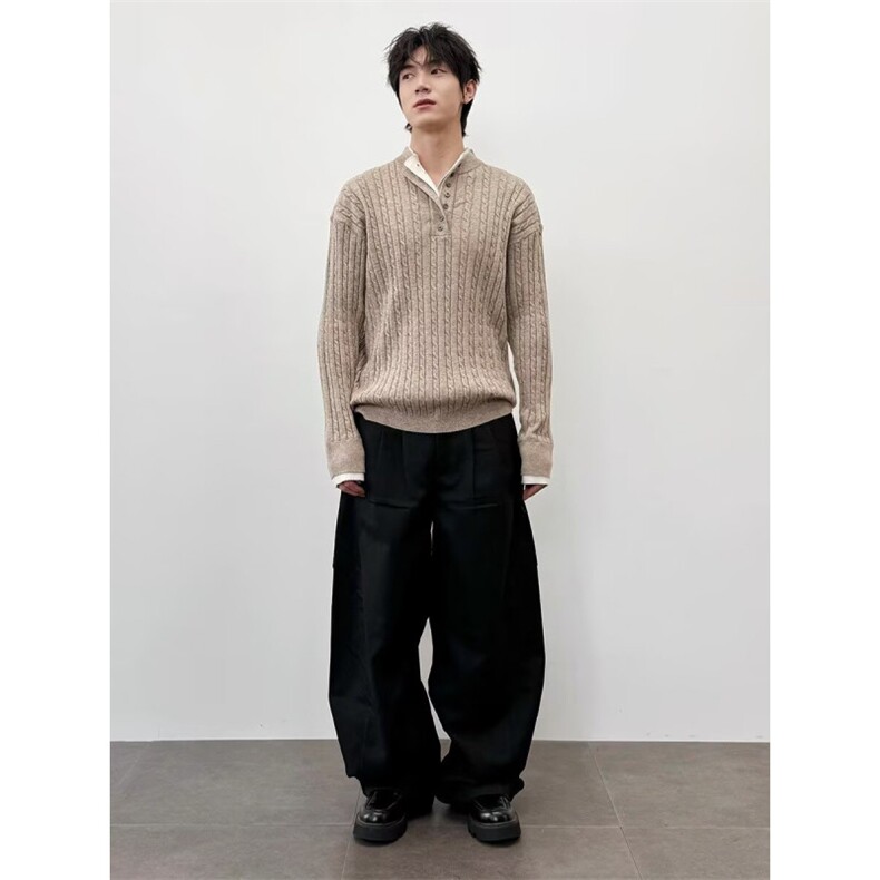 1506A/G76210/P57新款开衫毛衣美式复古休闲慵懒风V领针织衫,男装针织衫/毛衣,星座1506A
