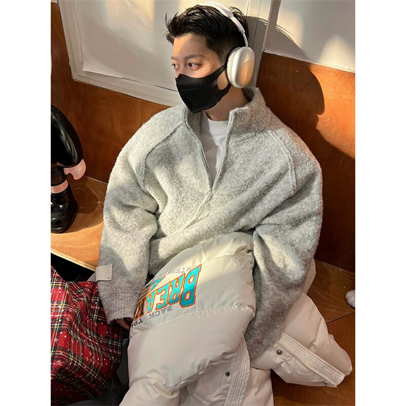 【有货】浅灰色圈圈纱立领拉链毛衣开衫外套 MY9551 特P75图片
