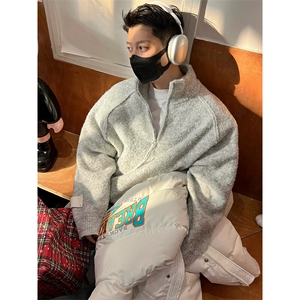 【有货】浅灰色圈圈纱立领拉链毛衣开衫外套 MY9551 特P75图片