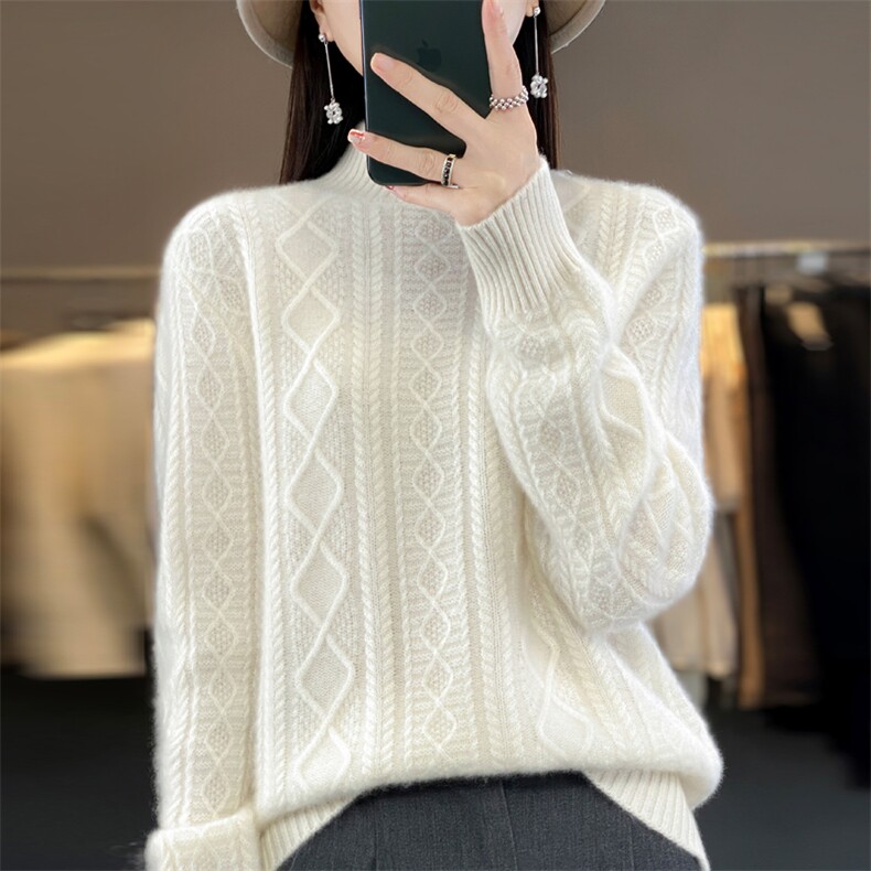 半高领打底衫女202新款内搭显瘦软糯百搭纯色针织衫,女装羊毛衫,北娇羊绒