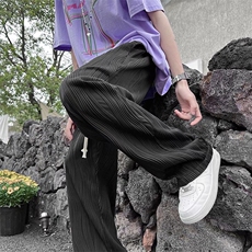 vibe风慵懒裤子男女坠感冰丝阔腿裤高街ins潮休闲拖地裤MC230-P36，男装休闲裤，星座1008-2